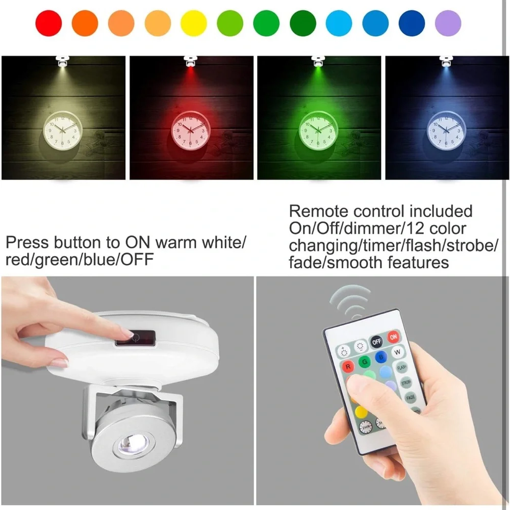 LED Spotlights Accent Light Battery‎ Operated Dimmable with Rotatable Head